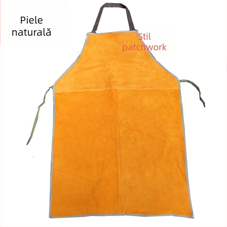Șorț de sudură lung din piele de vițel — rezistent la căldură, rezistent la ulei, protecție împotriva arsurilor și scânteilor