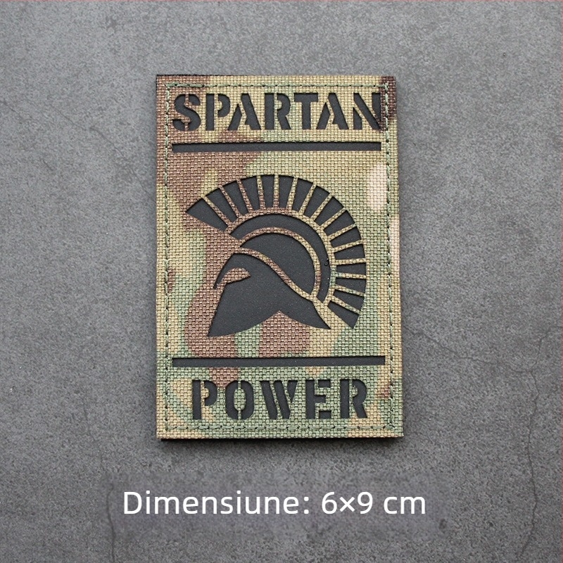 Spartan Power Velcro reflectorizant, decupat cu laser, luminescând în întuneric