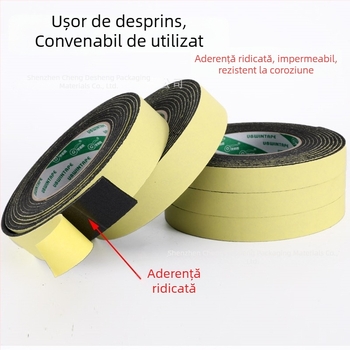 Bandă EVA din spumă, monoadesivă, negru-alb, îngroșată, absorbantă la șocuri