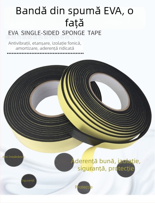 Bandă EVA din spumă, monoadesivă, negru-alb, îngroșată, absorbantă la șocuri
