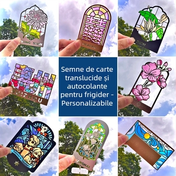 Semn de carte din metal transparent, decupat, cu email de sticlă, magnet pentru frigider cu efect lumină-umbră — suvenir personalizat din zonă turistică