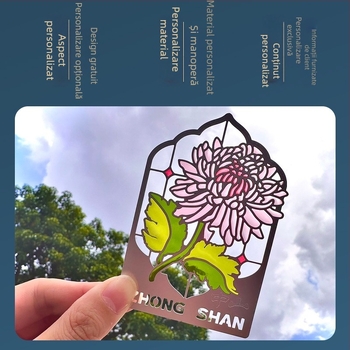 Semn de carte din metal transparent, decupat, cu email de sticlă, magnet pentru frigider cu efect lumină-umbră — suvenir personalizat din zonă turistică