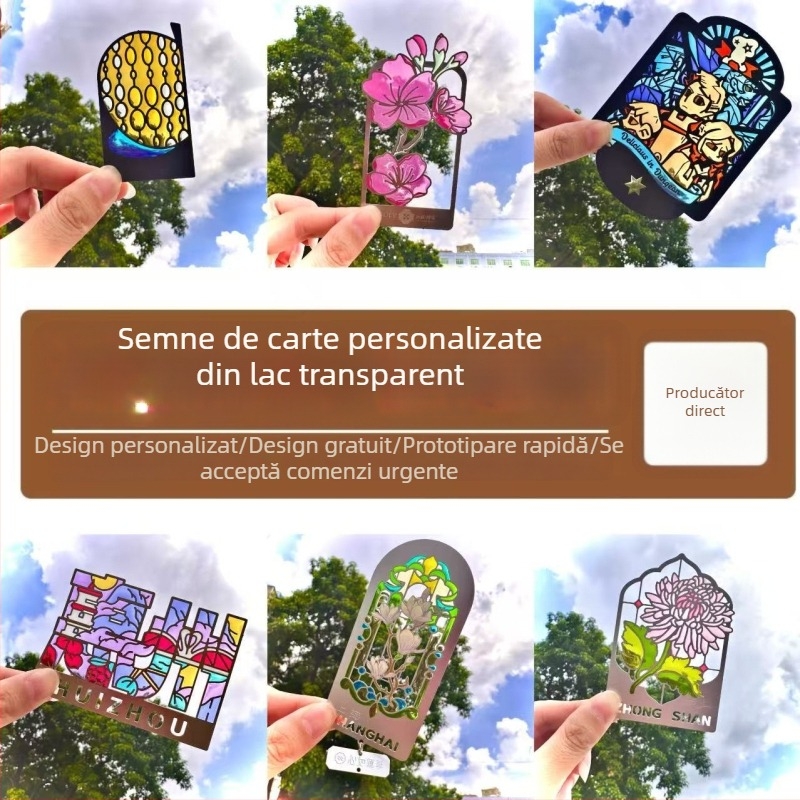 Semn de carte din metal transparent, decupat, cu email de sticlă, magnet pentru frigider cu efect lumină-umbră — suvenir personalizat din zonă turistică