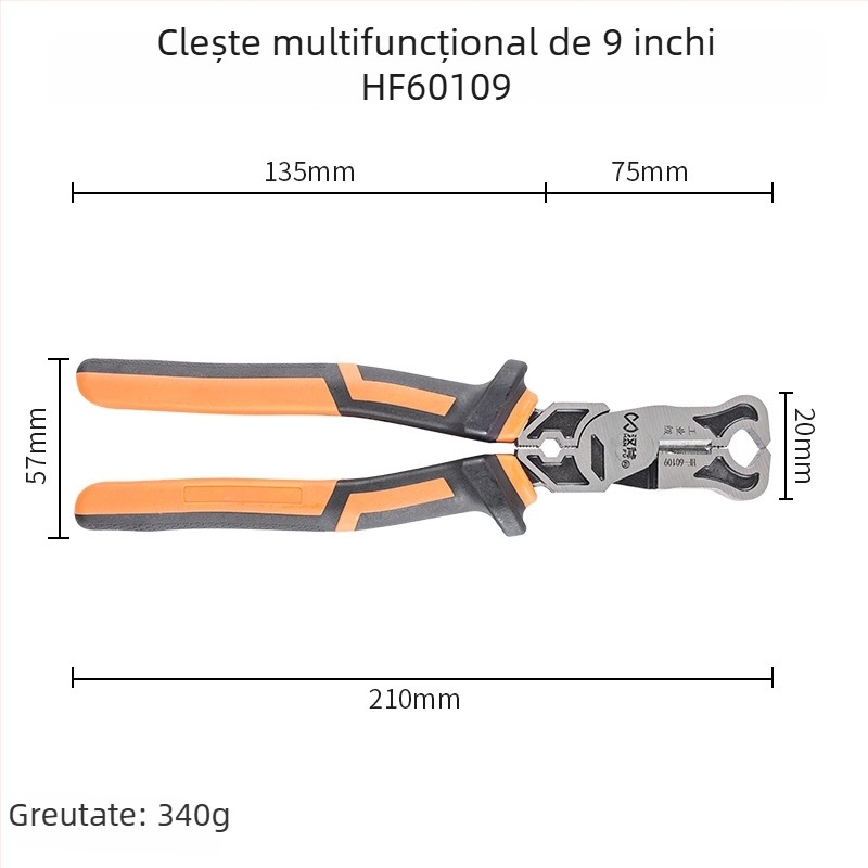 Hanax Clești diagonale multifuncționale, tăietor de sârmă, clește cu vârf ascuțit și decapsator de cablu