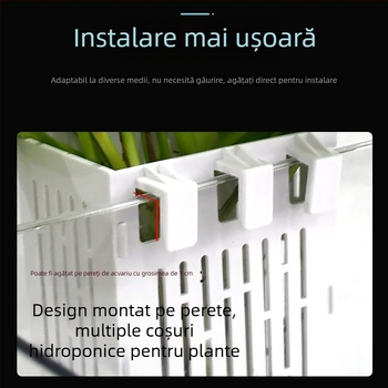 Cupă montată pe perete pentru plantare în acvariu și rezervor pentru țestoase, coș hidroponic suspendat, coș pătrat multifuncțional de depozitare