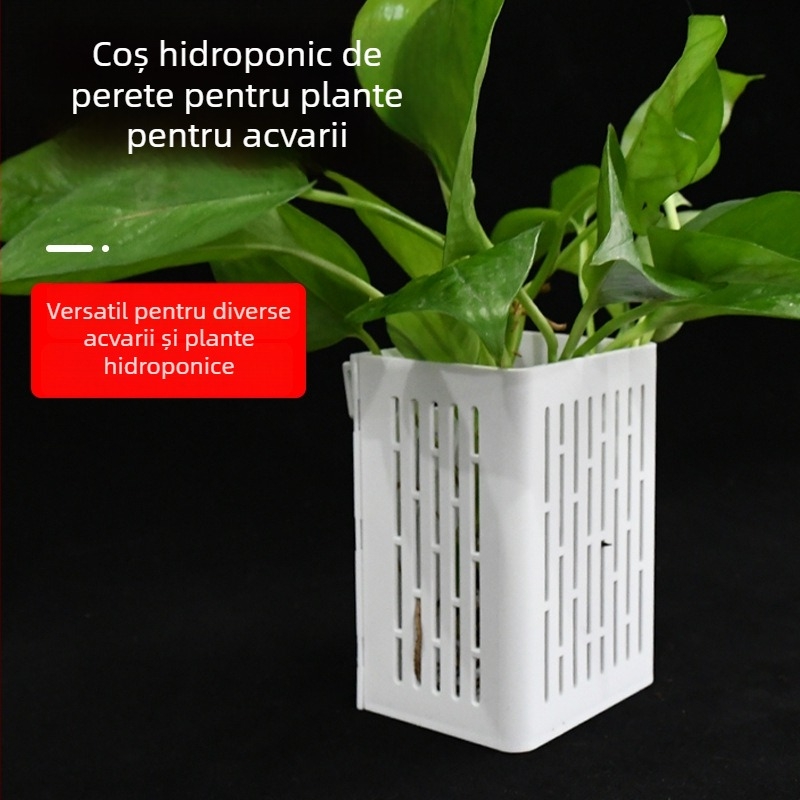 Cupă montată pe perete pentru plantare în acvariu și rezervor pentru țestoase, coș hidroponic suspendat, coș pătrat multifuncțional de depozitare