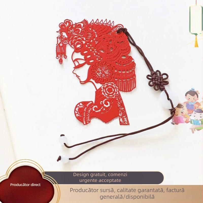 Semn de carte metalic în stil chinezesc, cu design decupat de mască facială, oțel inoxidabil, stil antic