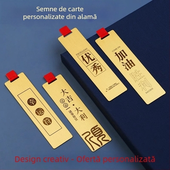 Semn de carte din alamă pentru întreprinderi și școli, gravură a logo-ului și a textului, ambalaj în cutie cadou personalizată