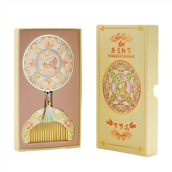 Semn de carte metalic într-un set cadou în cutie, cu motiv pasăre și flori, design portabil și creativ, cadou de Anul Nou