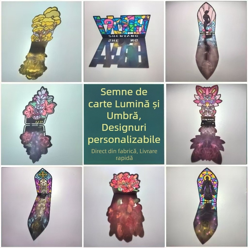 Semne de carte translucide, gravură personalizată, finisaj transparent, magneți metalici pentru frigider cu decupaje lumină-umbră