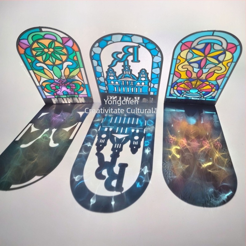 Semne de carte translucide, gravură personalizată, finisaj transparent, magneți metalici pentru frigider cu decupaje lumină-umbră