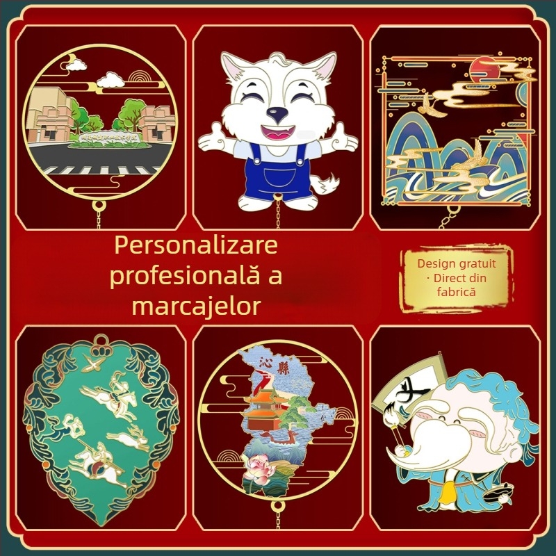 Semn de carte din metal, personalizabil, în stil clasic chinezesc, gravură a logo-ului