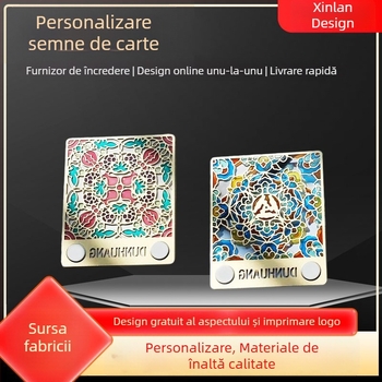 Semn de carte metalic personalizat, design decupat din alamă și fier, posibilitate de logo, suvenir pentru obiective turistice