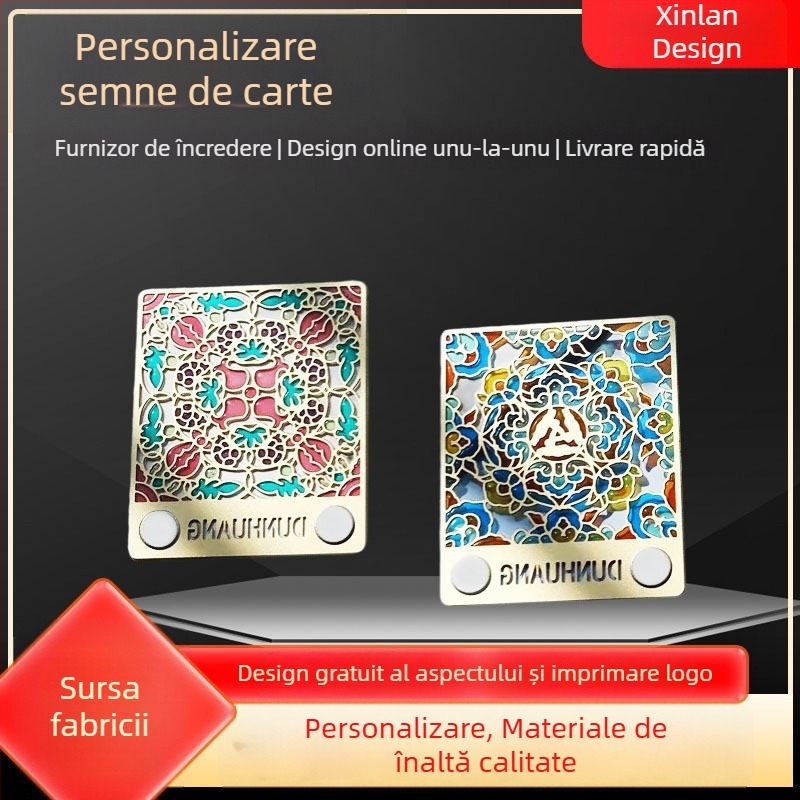 Semn de carte metalic personalizat, design decupat din alamă și fier, posibilitate de logo, suvenir pentru obiective turistice