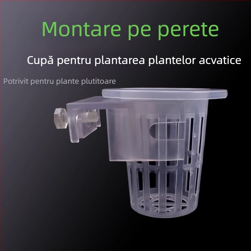Coș de plantare montat pe perete pentru plante acvatice hidroponice și decor pentru acvariu