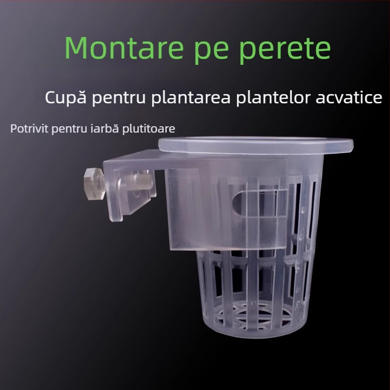 Coș de plantare montat pe perete pentru plante acvatice hidroponice și decor pentru acvariu