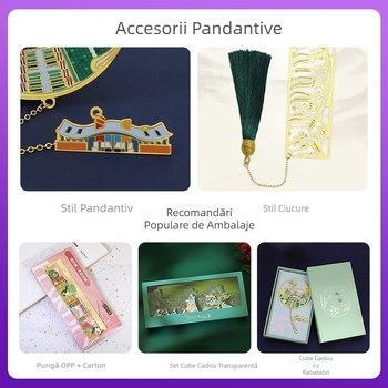 Semn de carte din metal cu pandantiv riglă – Atracții ale orașului Harbin, comandă personalizată pentru absolvire