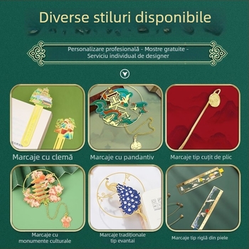 Semn de carte din alamă, cu decupaj din metal și gravură a siglei școlii sau a companiei, suveniruri culturale și de călătorie, personalizate cu imagini