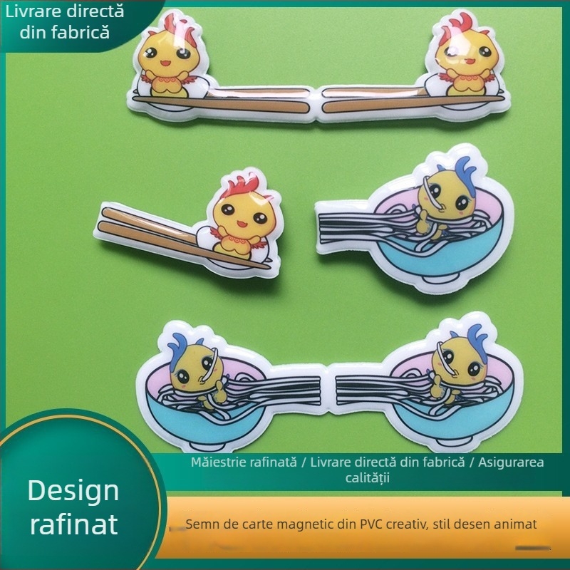 Semn de carte magnetic din PVC cu cataramă, imprimare bidirecțională în două culori și note decorative pentru jurnal în stil anime