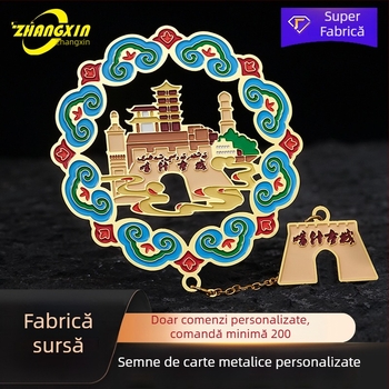 Semn de carte din metal din alamă, decupat, personalizat, imprimare color, cu atracții turistice — suvenir de absolvire pentru școală și universitate