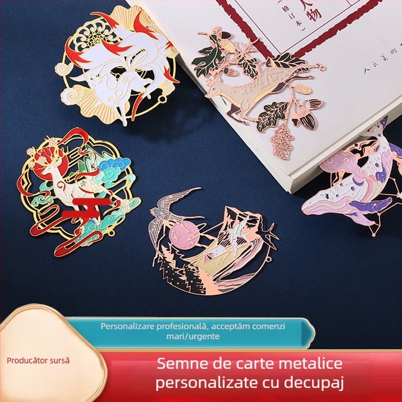 Semn de carte din metal din alamă, decupat, personalizat, imprimare color, cu atracții turistice — suvenir de absolvire pentru școală și universitate