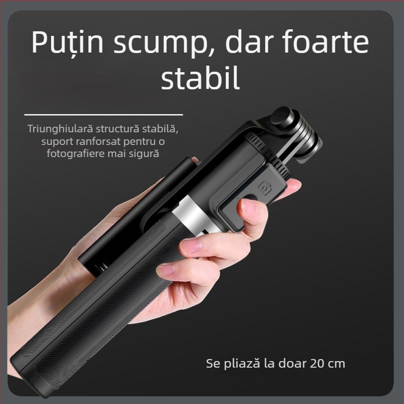 Aishidu D01 Trepied Bluetooth pentru selfie, rotire la 360°, suport portabil anti-tremur pentru streaming live și fotografii de călătorie
