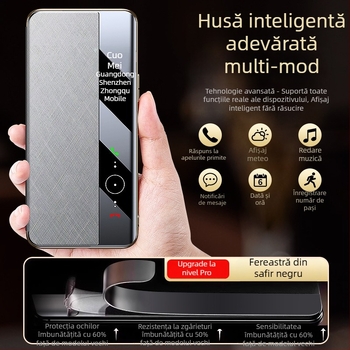 Husă Huawei Mate70 Pro cu capac flip, protecție completă, ediție premium cu fir auriu și brocart argintiu