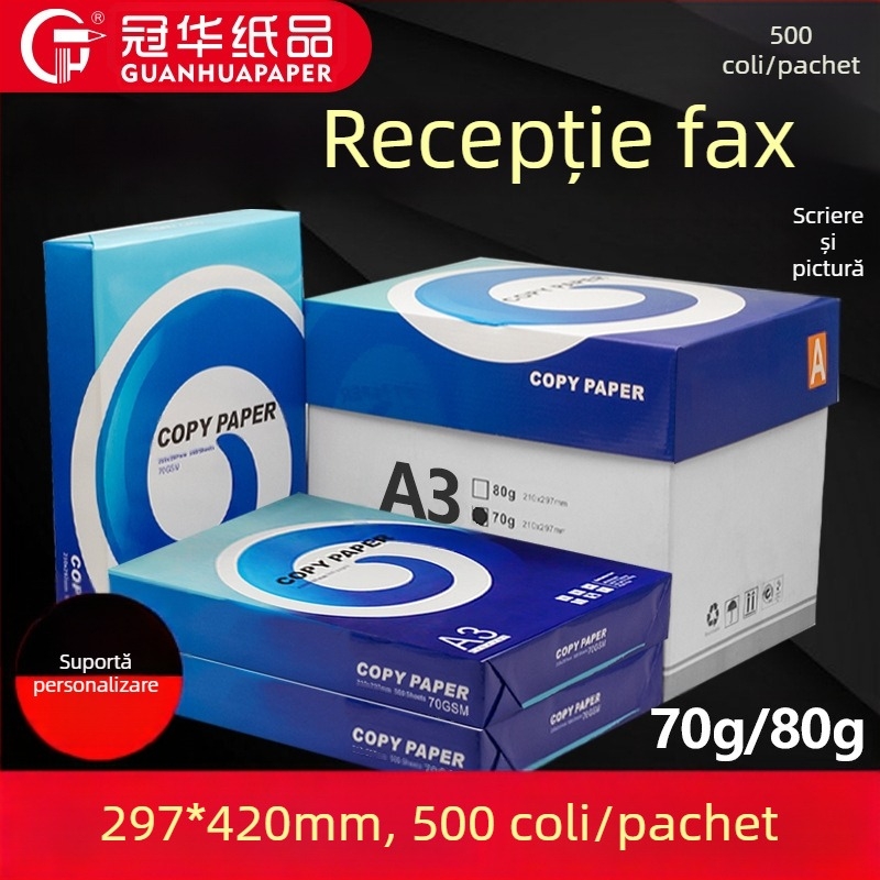 Hârtie A3 pentru imprimantă, 70 g/m², 80 g/m², imprimare dublă, anti-statică, albă pentru birou