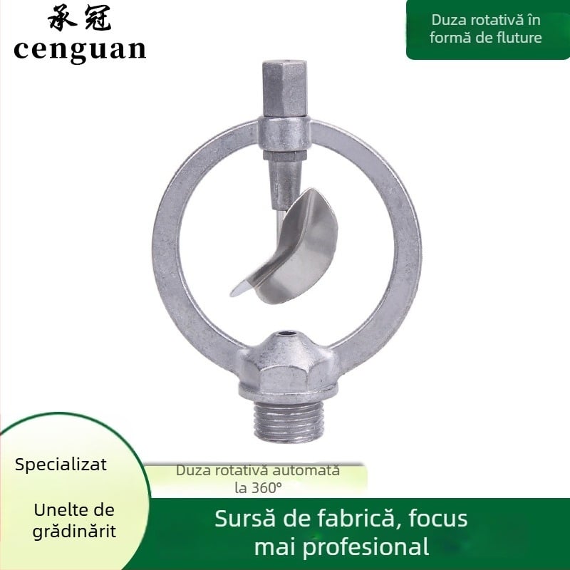 Duză de irigații cu filet exterior de patru puncte, aliaj de zinc, duză rotativă la 360° în formă de fluture