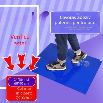 Covor de podea antistatist, 24 × 36 cm, fără praf, albastru, cu aderență ridicată la praf