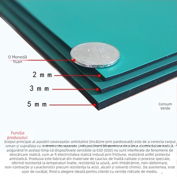 Jin Hao Ming Covoraș PVC anti-static pentru masă, 2 mm grosime, rezistent la temperaturi înalte, pentru laborator, gri