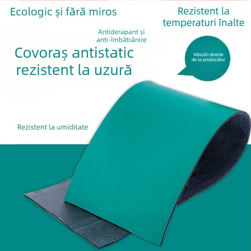 Covoraș PVC anti-stat pentru masă de lucru, rezistent la temperaturi înalte, izolație din cauciuc