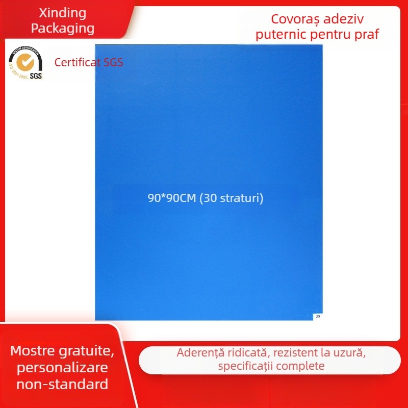 Covoraș lipicios albastru pentru praf, pentru atelier fără praf, dimensiuni 90×90 cm, covoraș antistat din PE