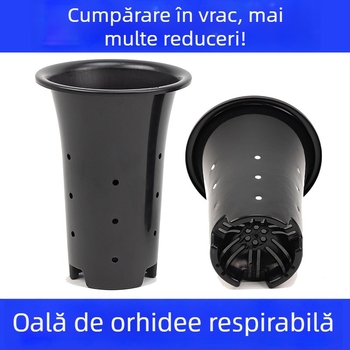 Ghiveci din plastic pentru orhidee, mare și înalt, pereți întăriți