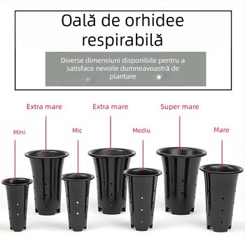 Ghiveci din plastic pentru orhidee, mare și înalt, pereți întăriți