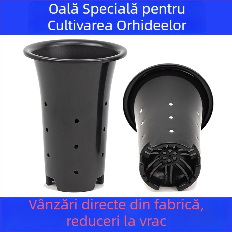 Ghiveci din plastic pentru orhidee, mare și înalt, pereți întăriți