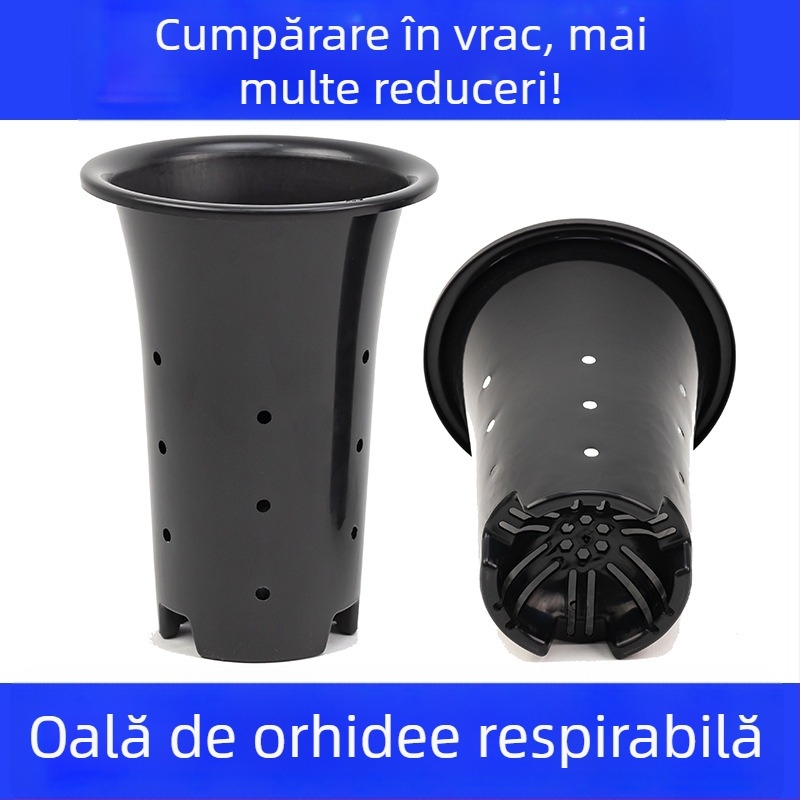 Ghiveci din plastic pentru orhidee, mare și înalt, pereți întăriți