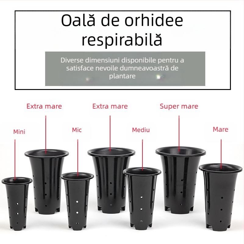 Ghiveci din plastic pentru orhidee, mare și înalt, pereți întăriți