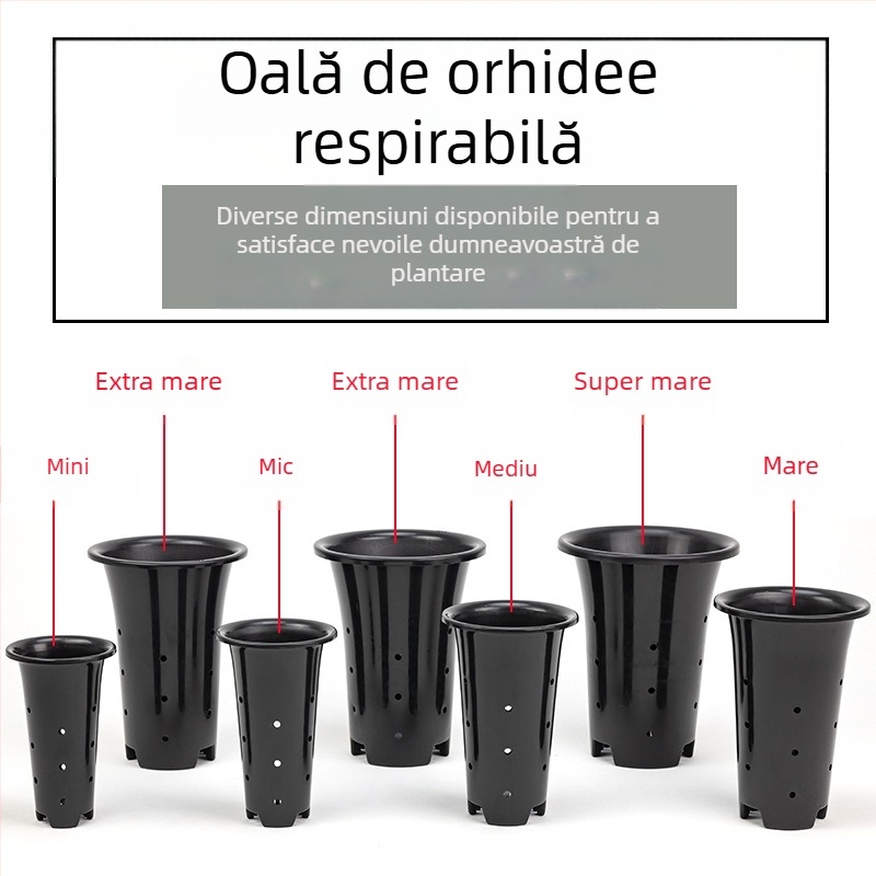 Ghiveci din plastic pentru orhidee, mare și înalt, pereți întăriți