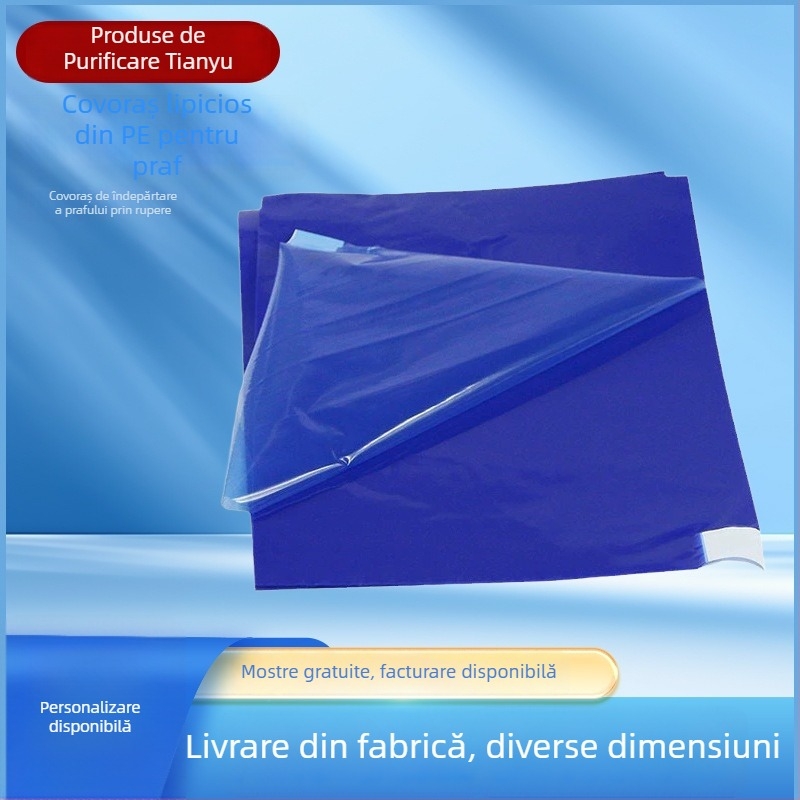 Covoraș PE anti-static, albastru, personalizabil, pentru podele lipsite de praf; covoraș de curățare de unică folosință pentru atelier casnic