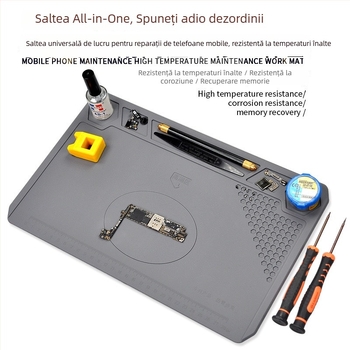 Covoraș de lucru din silicon antistatic pentru reparații telefoane și calculatoare, rezistent la temperaturi și cu izolație termică, modelul 615, potrivit pentru lipit și pentru lucrul cu pistolul de aer cald