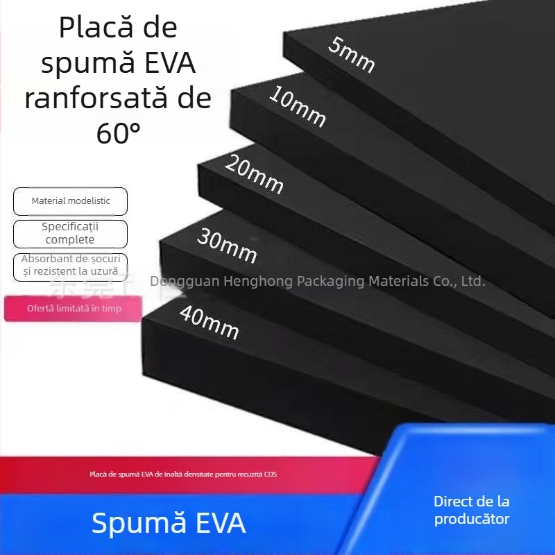 Padă EVA antistatice negre, pentru protecție la șocuri, cu spate adeziv pentru tava liniei de asamblare