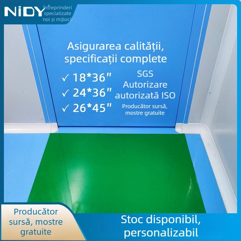 Covor verde lipicios pentru podea destinat fabricilor, atelierelor, laboratoarelor și sălilor de operații, covor de podea de unică folosință pentru camere curate