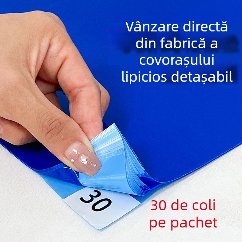 Covoraș personalizat anti-praf pentru laborator, albastru-alb transparent, covoraș de intrare detașabil pentru spații curate
