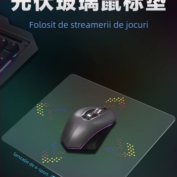 Pad de mouse din sticlă temperată pentru gaming, suprafață netedă, anti-static