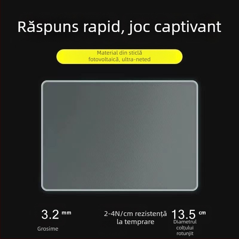 Pad de mouse din sticlă temperată pentru gaming, suprafață netedă, anti-static
