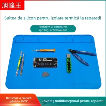Pad de silicon pentru reparații telefoane și calculatoare, placă izolatoare termică 200×300 mm, anti-static, cu șuruburi magnetice
