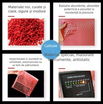 Pungă cu bule antistatice roșie, 10×20 cm, pentru ambalare