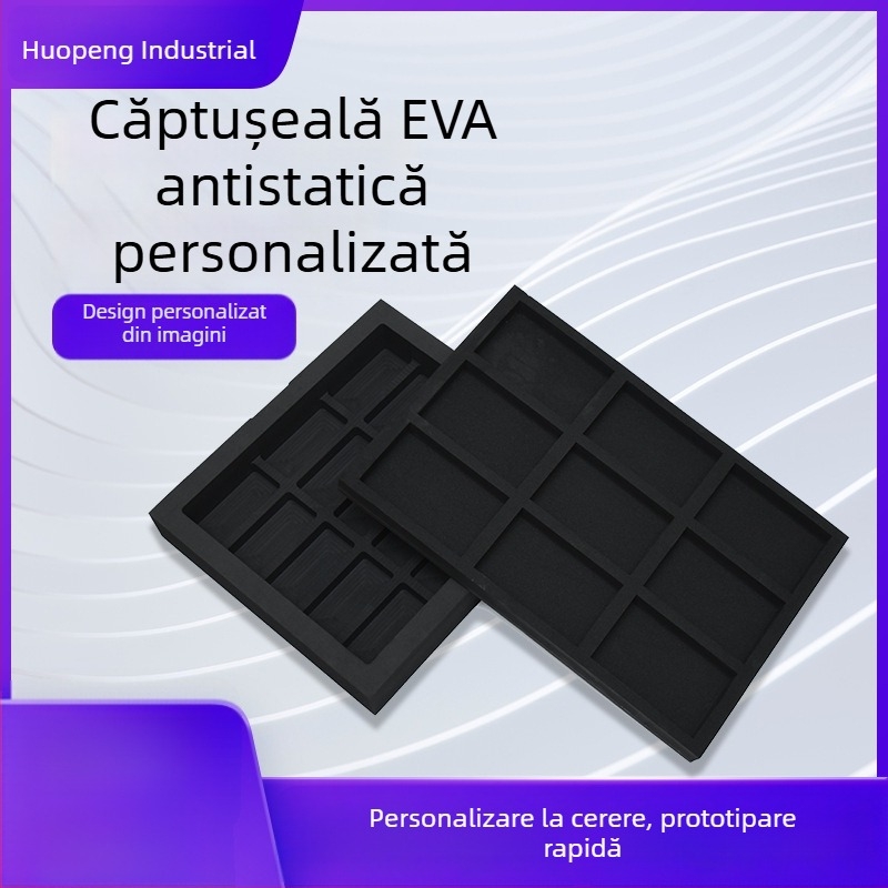 Înveliș intern EVA antistatice, personalizat pentru ambalarea echipamentelor de rețea, rezistent la foc, burete EVA cu densitate mare