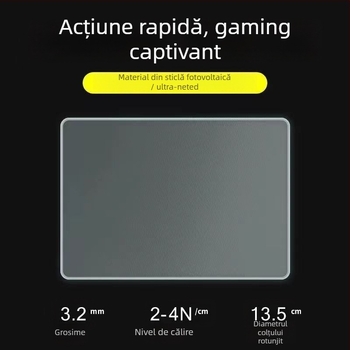 Pad de mouse din sticlă temperată, mic, pentru gaming, suprafață netedă anti-statice, Full HD